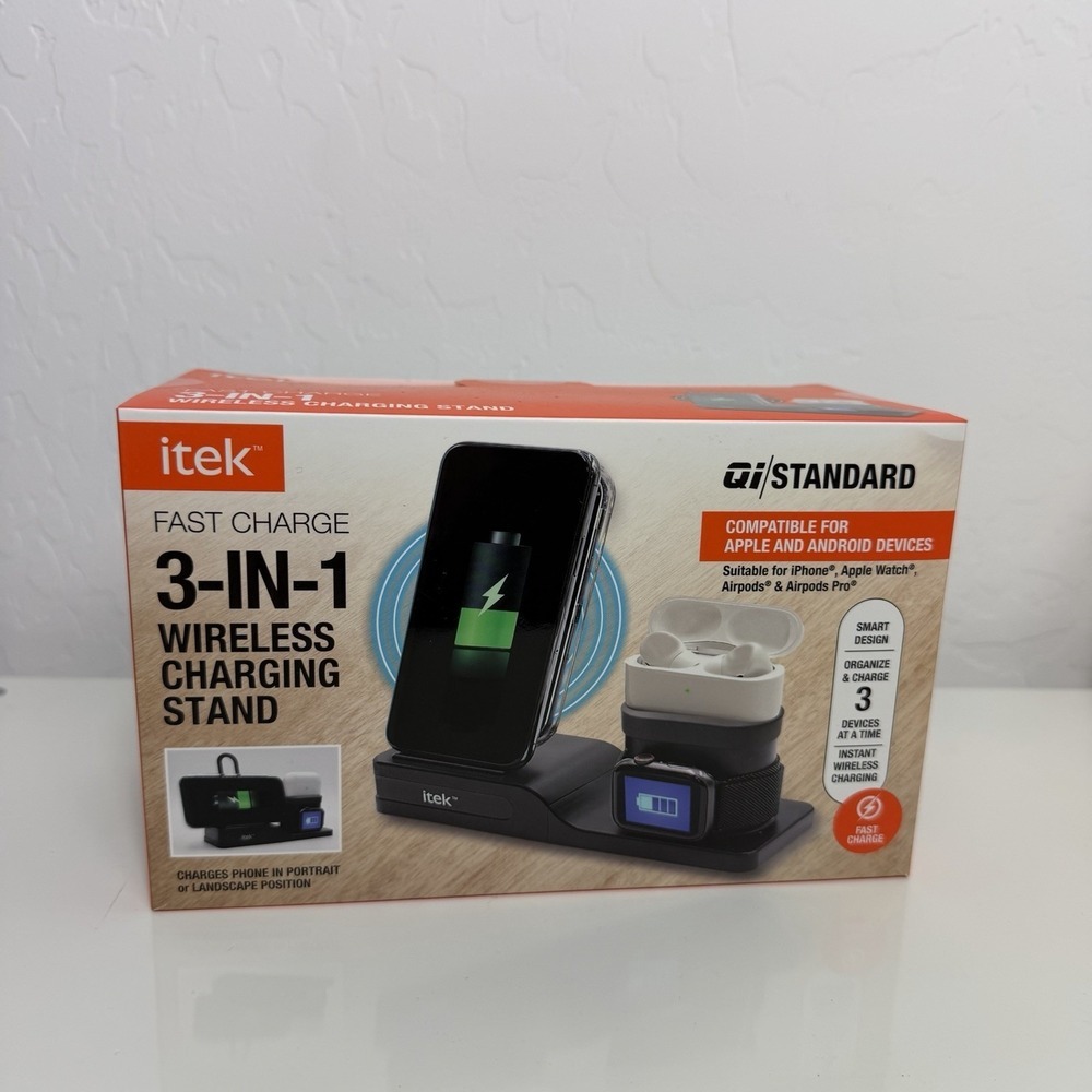 itek Fast Charge 3-In-1 Qi Wireless Charging Stand Charge 3 Devices At‎ Once